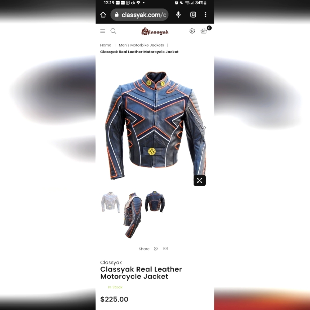 Classiak motorcycle jacket real leather CE armor